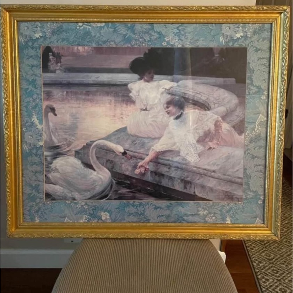 Elegant Framed Swan Artwork